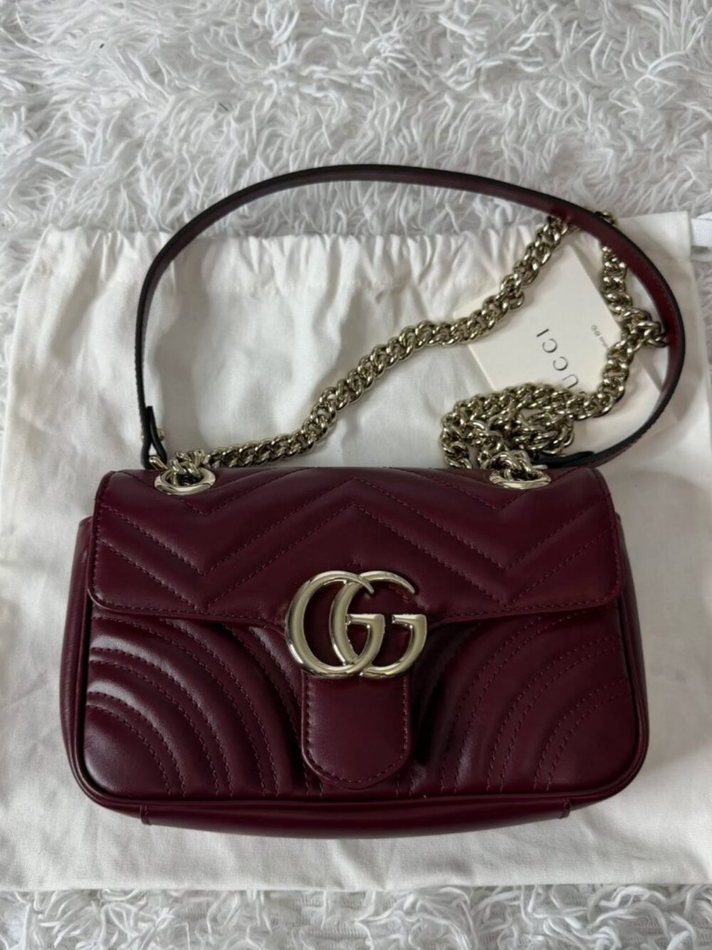 Gucci Rosso Ancora red matelassé chevron lambskin leather marmont